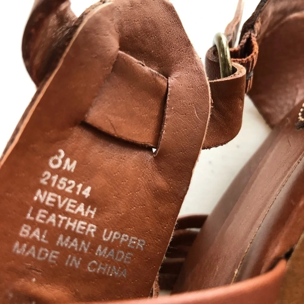 Franco Fortini Braided Leather Wood Wedge Cut Out